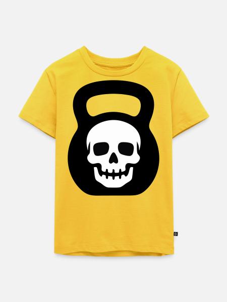 Totenkopf Kettlebell Logo - Kinder Premium Bio T-Shirt - Sonnengelb