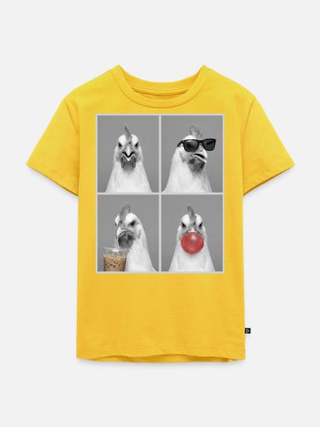 Hühner Huhn - Kinder Premium Bio T-Shirt - Sonnengelb