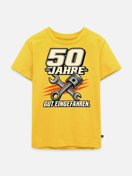 50 Jahre Gut Eingefahren Mechanik - Kinder Premium Bio T-Shirt - Sonnengelb