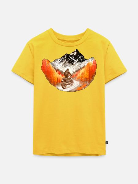 Motorradfahrer in den Bergen - Kinder Premium Bio T-Shirt - Sonnengelb