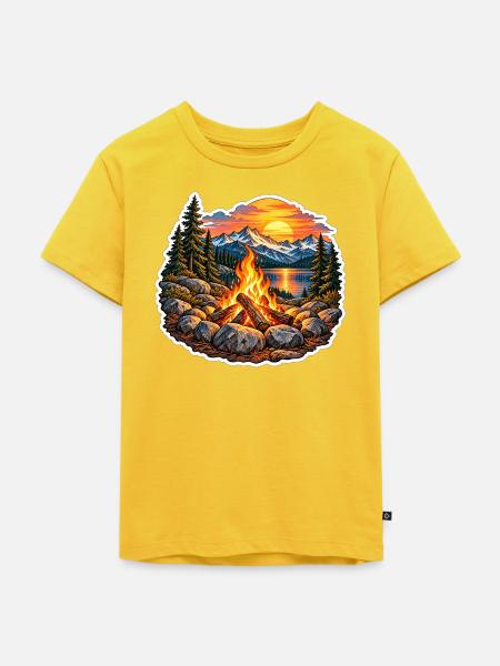 Lagerfeuer am Bergsee - Kinder Premium Bio T-Shirt - Sonnengelb
