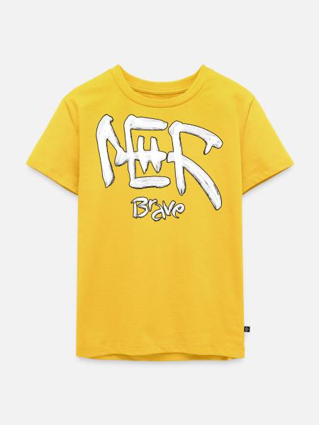 Tapferer Symbol-Pinselstrich auf Schwarz - Kinder Premium Bio T-Shirt - Sonnengelb