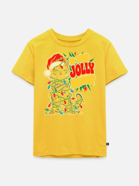 Grimmiger Weihnachtskater mit Lichtern - Kinder Premium Bio T-Shirt - Sonnengelb