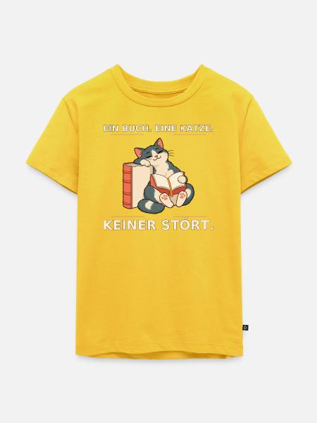 Buchliebe Katze – Nicht Stören - Kinder Premium Bio T-Shirt - Sonnengelb