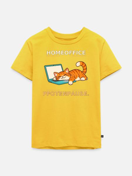 Homeoffice Pfotenpause Katze - Kinder Premium Bio T-Shirt - Sonnengelb
