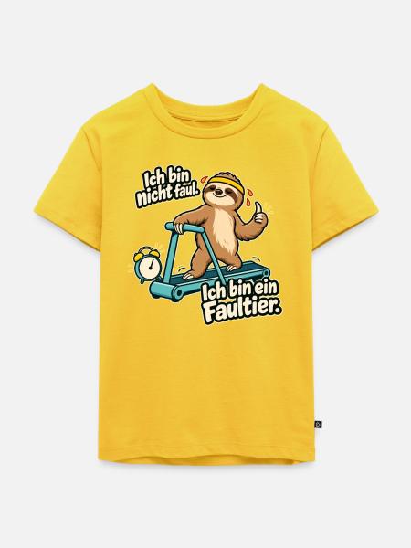 Faultier Spruch: Ich bin nicht faul - Kinder Premium Bio T-Shirt - Sonnengelb