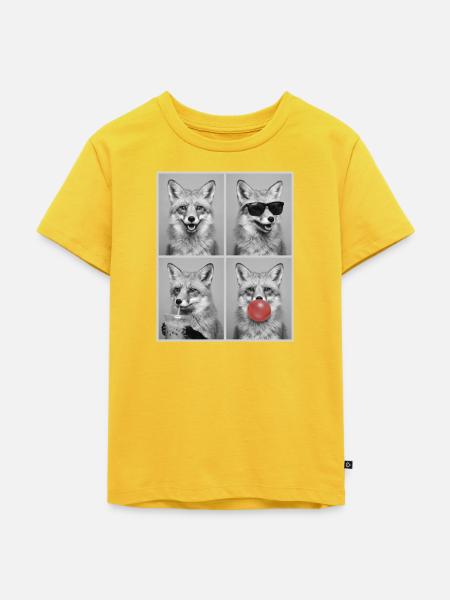 Füchse Fuchs - Kinder Premium Bio T-Shirt - Sonnengelb