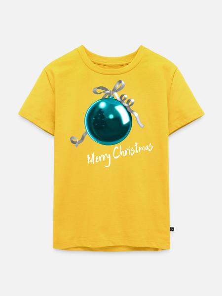 Christbaumkugel Blau - Merry Christmas - Kinder Premium Bio T-Shirt - Sonnengelb
