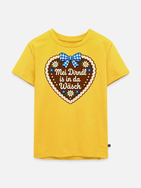 Dirndl in der Wäsch – Lebkuchenherz - Kinder Premium Bio T-Shirt - Sonnengelb