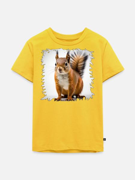 Eichhörnchen Porträt Fransenrahmen - Kinder Premium Bio T-Shirt - Sonnengelb