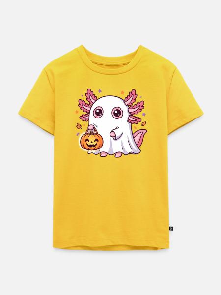 Geist-Axolotl - Kinder Premium Bio T-Shirt - Sonnengelb