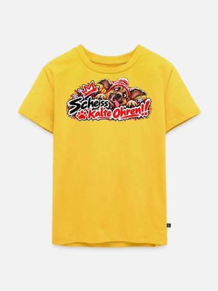 Pfotenheld im Frost: Hundemotiv - Kinder Premium Bio T-Shirt - Sonnengelb