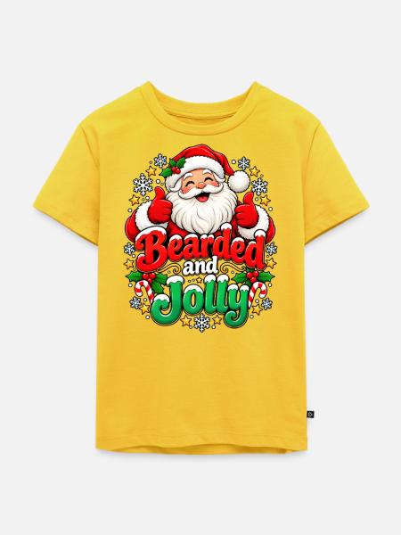 Bartig und Fröhlich: Weihnachtsmann - Kinder Premium Bio T-Shirt - Sonnengelb