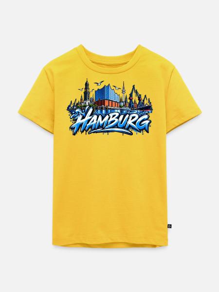 Hamburg Skyline Graffiti - Kinder Premium Bio T-Shirt - Sonnengelb