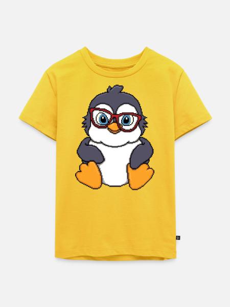 Schiefer Schatten-Pinguin - Kinder Premium Bio T-Shirt - Sonnengelb