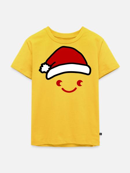 Fröhliches Santa-Gesichtshut - Kinder Premium Bio T-Shirt - Sonnengelb