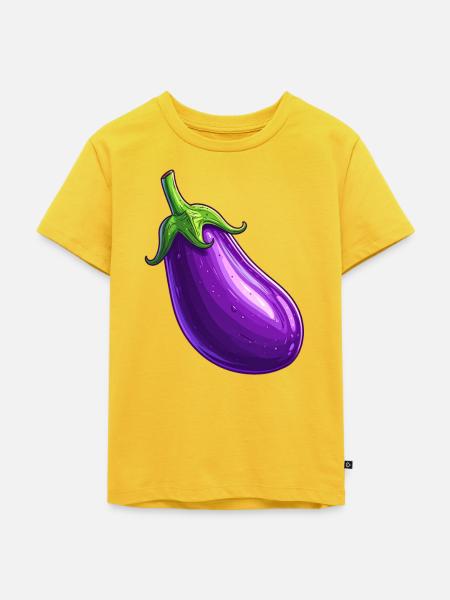 Aubergine - Kinder Premium Bio T-Shirt - Sonnengelb