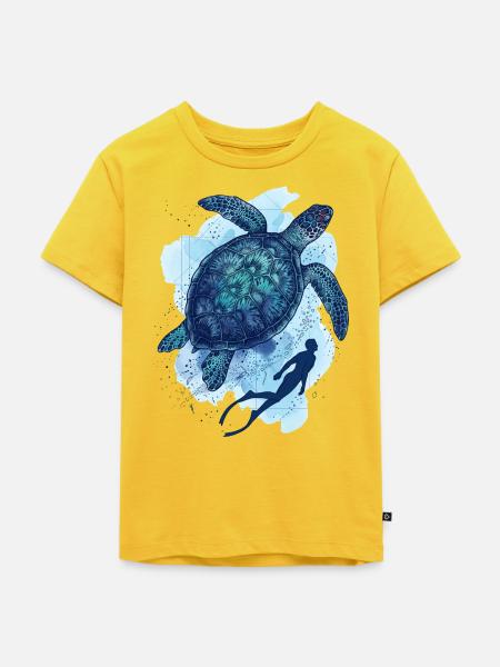 Die Große Schildkröte & Taucher - Kinder Premium Bio T-Shirt - Sonnengelb