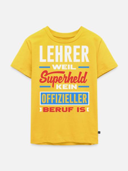 Lehrer Superheld Beruf - Kinder Premium Bio T-Shirt - Sonnengelb