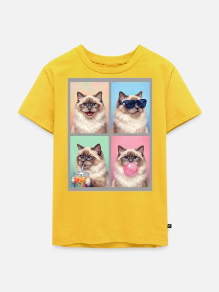 Katzen Heilige Birma Katze - Kinder Premium Bio T-Shirt - Sonnengelb