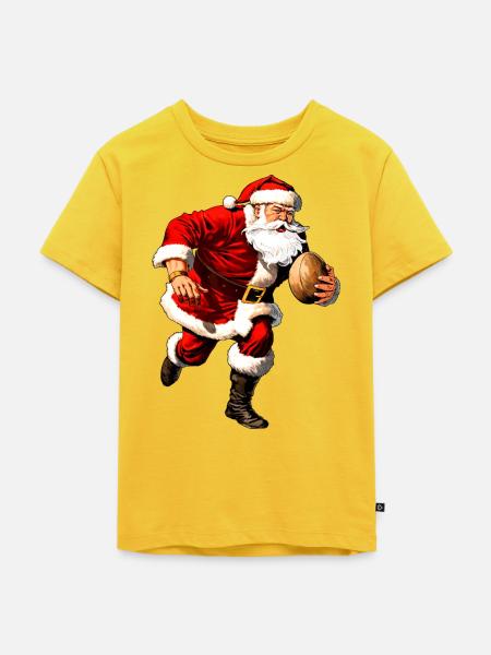 Weihnachtsmann Rugbyspieler - Kinder Premium Bio T-Shirt - Sonnengelb