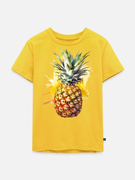 Ananas Aquarell-Splash  - Kinder Premium Bio T-Shirt - Sonnengelb