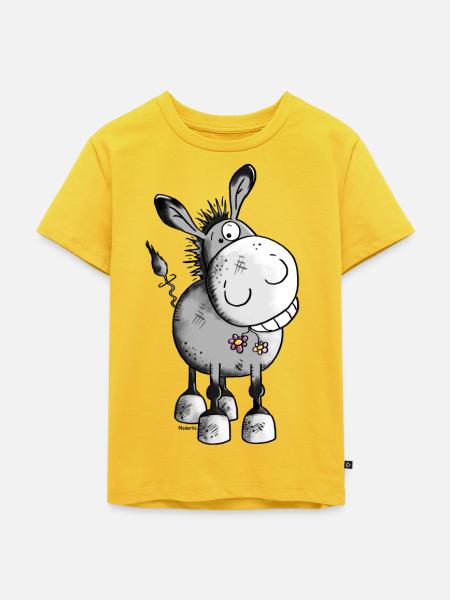 Fröhlicher Esel - Tier - Kinder Premium Bio T-Shirt - Sonnengelb