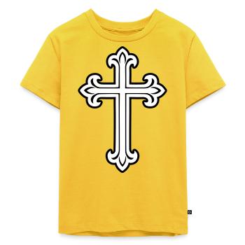 Symbole de croix chrétien - T-shirt Premium bio Enfant - jaune soleil - Devant - Hailey (125cm)