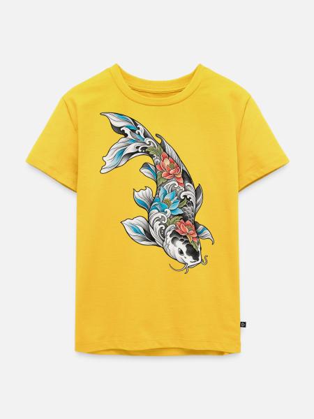 Koi Blüten Ornament - Kinder Premium Bio T-Shirt - Sonnengelb