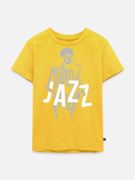 Skelett-Jazz-Saxophonist - Kinder Premium Bio T-Shirt - Sonnengelb
