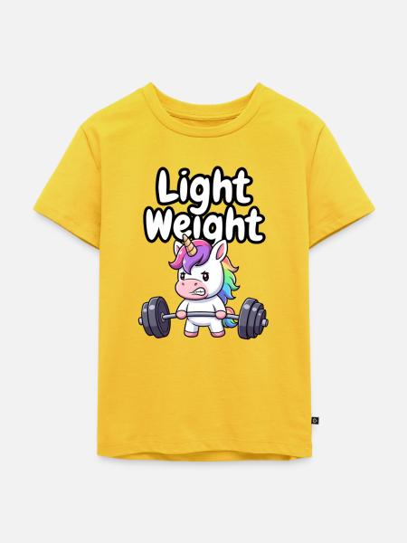Leichter Einhorn-Lifter - Kinder Premium Bio T-Shirt - Sonnengelb