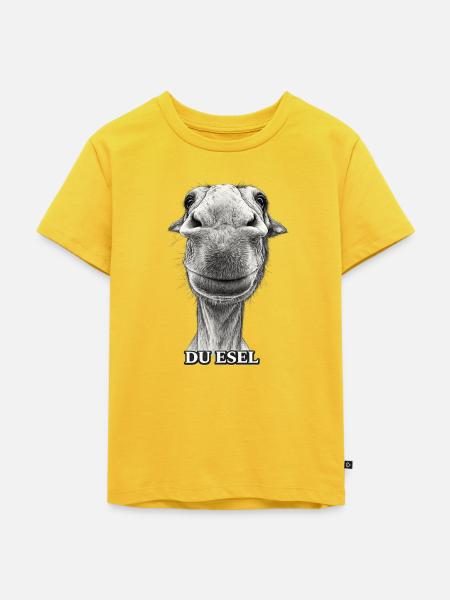 Du Esel – Lächelnder Eselkopf - Kinder Premium Bio T-Shirt - Sonnengelb