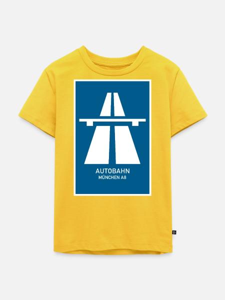 Autobahn München A8 Retro Poster - Kinder Premium Bio T-Shirt - Sonnengelb