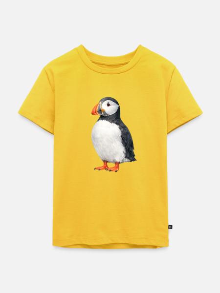 Puffin Wasserfarben Illustration - Kinder Premium Bio T-Shirt - Sonnengelb