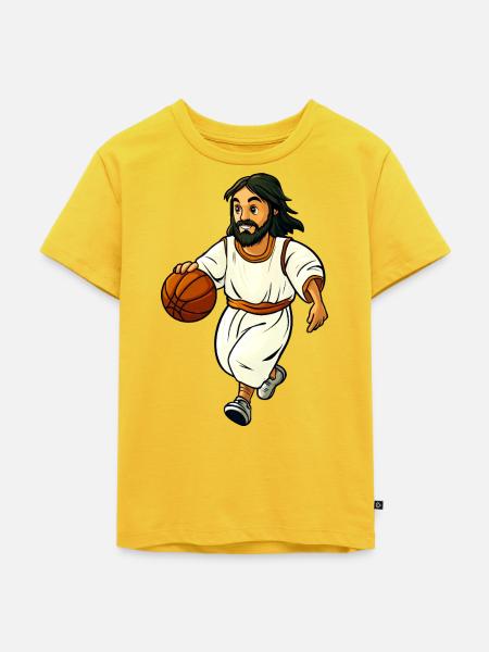 Basketballer Jesus - Kinder Premium Bio T-Shirt - Sonnengelb