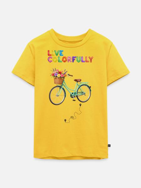 Blumenfarbenes Fahrrad - Kinder Premium Bio T-Shirt - Sonnengelb