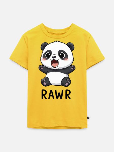 Süßer Panda Cartoon Brüllender Chibi - Kinder Premium Bio T-Shirt - Sonnengelb