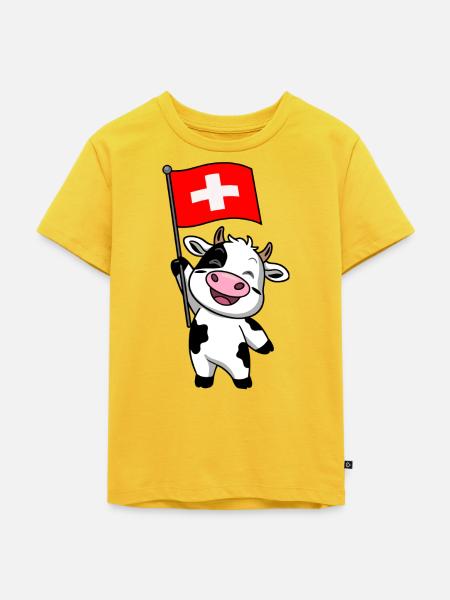 Schweizer Kuh - Kinder Premium Bio T-Shirt - Sonnengelb