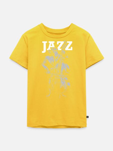 Jazz Monkey spielt Kontrabass - Kinder Premium Bio T-Shirt - Sonnengelb