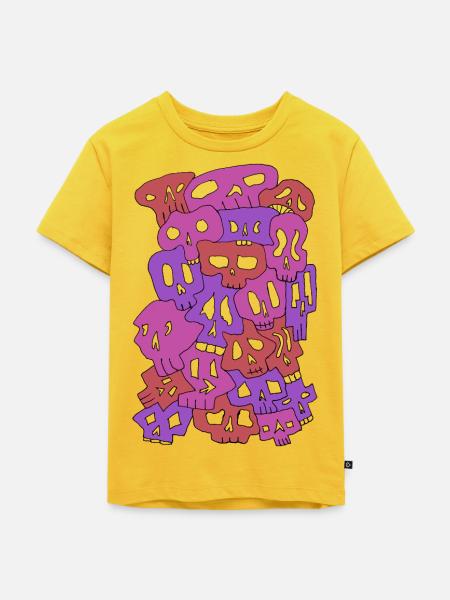 Skulls (Reds, transparente Augen) - Kinder Premium Bio T-Shirt - Sonnengelb