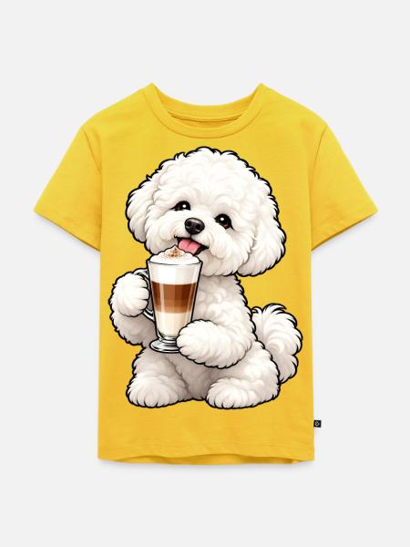 Bichon Frisé mit Latte Macchiato - Kinder Premium Bio T-Shirt - Sonnengelb