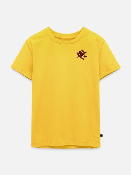Oktopus bestickt - Kinder Premium Bio T-Shirt - Sonnengelb