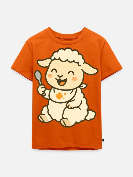 Snackzeit mit Lamm - Kinder Premium Bio T-Shirt - Orange