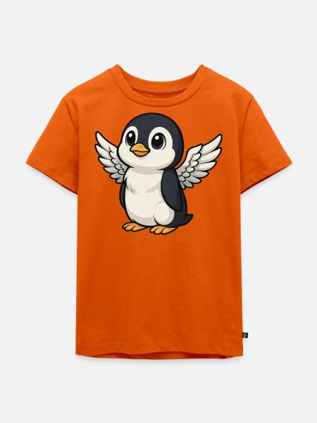 Süßer Pinguin Engel - Kinder Premium Bio T-Shirt - Orange