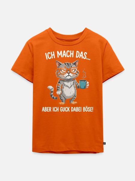 Grimmige Kaffee-Katze - Kinder Premium Bio T-Shirt - Orange