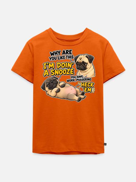 Pug Schlafmodus Spruch Design - Kinder Premium Bio T-Shirt - Orange