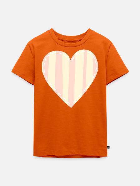 Süßes Herz gestreift Rosa Pastell - Kinder Premium Bio T-Shirt - Orange