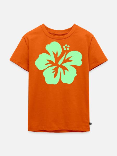 Mint Hibiskus Silhouette - Kinder Premium Bio T-Shirt - Orange