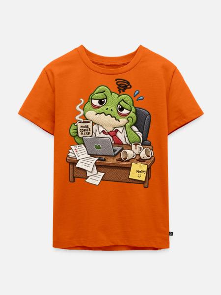 Gestresster Frosch im Büro - Kinder Premium Bio T-Shirt - Orange