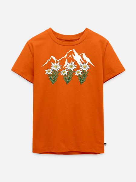 Alpen Edelweiß - Kinder Premium Bio T-Shirt - Orange 